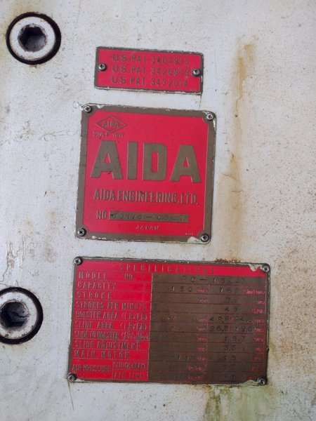 165 TON AIDA MODEL #PC-15(2) MECHANICAL CRANK GAP FRAME PRESS 7.87" STROKE : YOBRO #25991