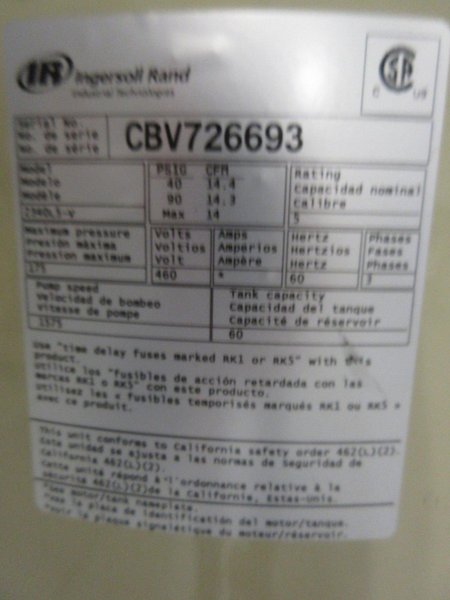 Ingersoll Rand 2340L5-V 2-Stage Electric Driven Reciprocating Air Compressor 5Hp 60 Gal Tank 175 PSI- Auction Item