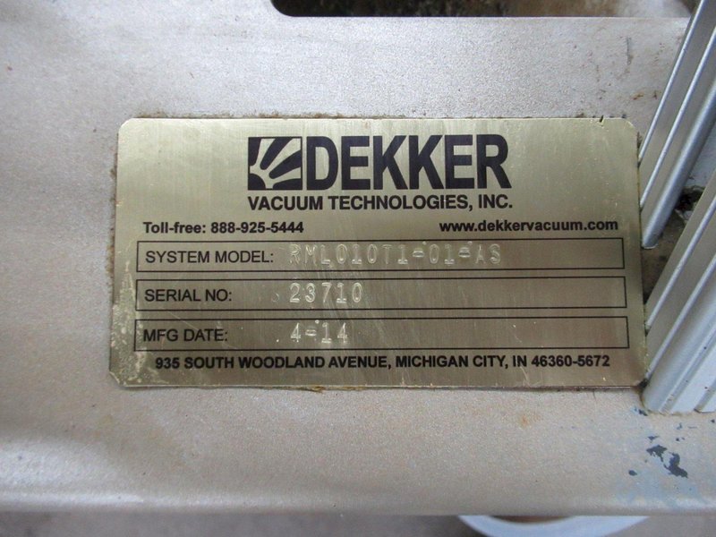 Dekker Vacuum Technologies Duravane Vacuum Pump Model RML010T1-01-AS, Rotary Vane Pump with Tank - Single Phase