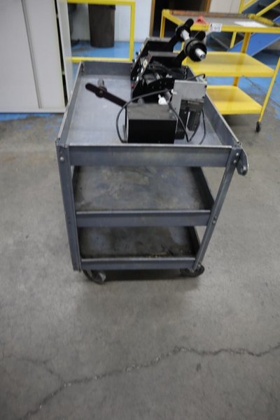 Auto Label Dispensers and 3 Shelf Rolling Metal Shop Cart- Auction Item