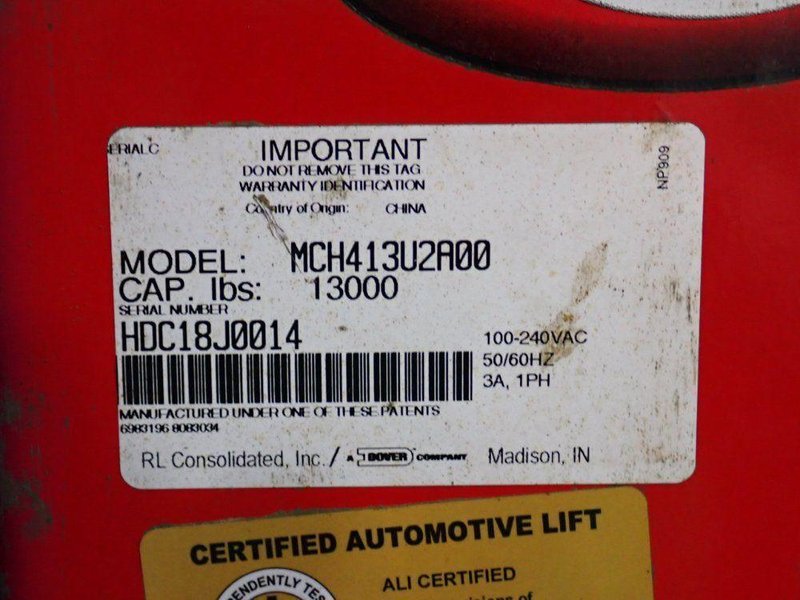 ROTARY 13,000 LBS AUTOMOTIVE LIFT  -  MCH413U2A00