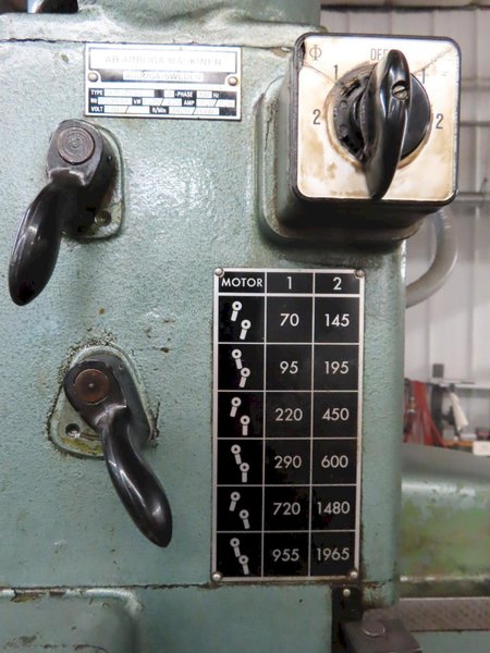 Arboga RLM-3512 Radial Arm Drill, Power Elevation, Box Table 3 HP,  Power Quill Feed and MORE!- Auction Item