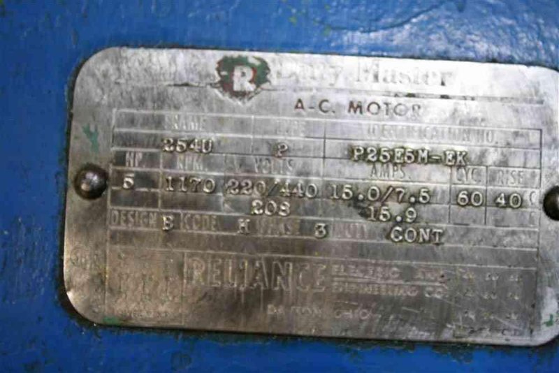 5 HP RELIANCE A/C ELECTRIC MOTOR:  STOCK #54113