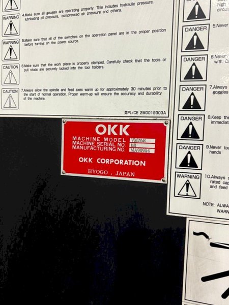 OKK VM76R CNC Vertical Machining Center For Sale - 2012