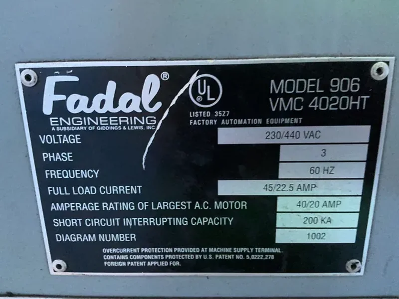 FADAL ENGINEERING 20”X44” CNC VMC  -  906-1