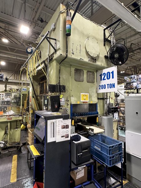 220 TON AIDA #PMX-L2-200H SSDC PRESS LINE, COMPLETE WITH CWP SPACE SAVER COIL FEED LINE: STOCK #22213