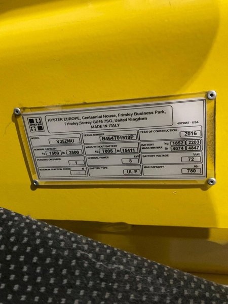 HYSTER V35ZMU TURRET TRUCK 3,500LB CAPACITY USED