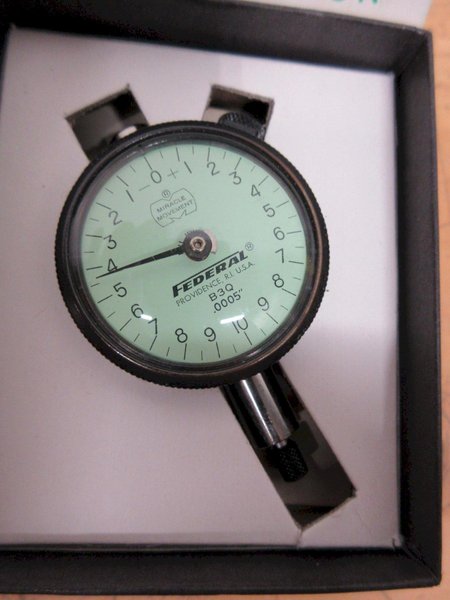 Dial Travel Indicators (3pcs) , (1) Federal 3" Face 1/2" Travel .0001" Res, (1) Brown &amp; Sharpe 3" Face 1" Travel .002mm Res, (1) Federal 1" Face .0005" Res .09" Travel- Auction Item