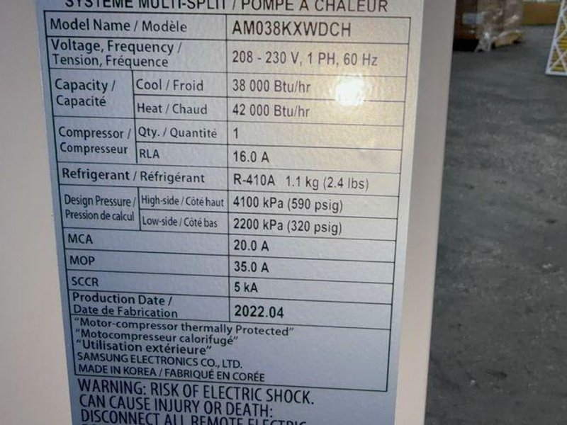 SAMSUNG 38000/42000 BTU MULTI SPLIT SYSTEM/HEAT PUMP  -  AM038KXWCH