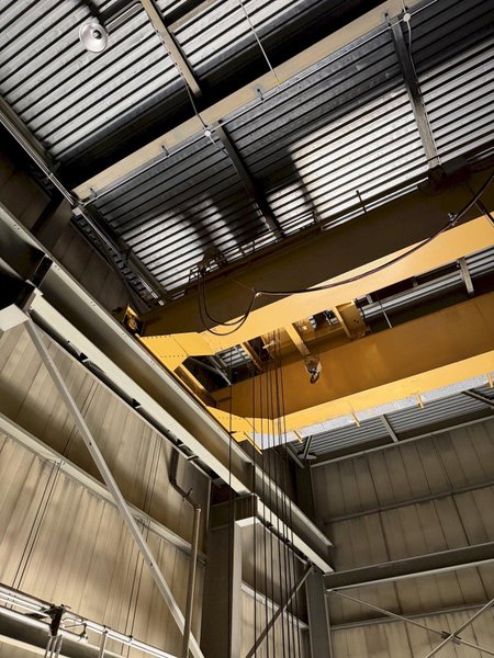 50/10 TON  X 68' SPAN ORLEY MEYER DOUBLE GIRDER OVERHEAD BRIDGE CRANE. STOCK # 0757426