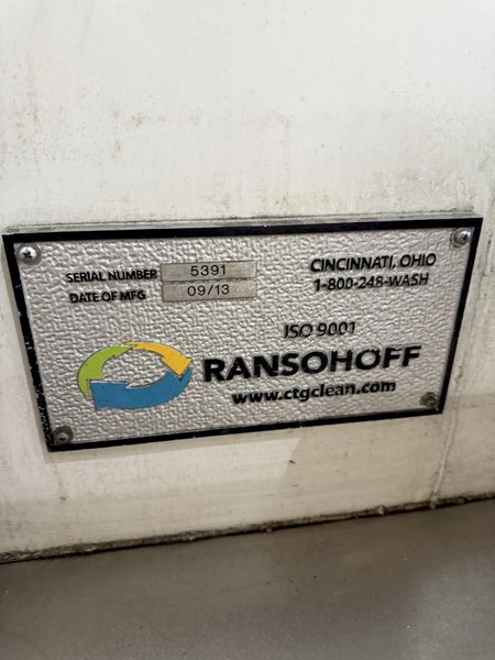 9" X 192" RANSOHOFF LEANVEYOR FOUR STAGE (WASH/RINSE/RINSE/BLOW OFF) WASHER. STOCK # 1113425.