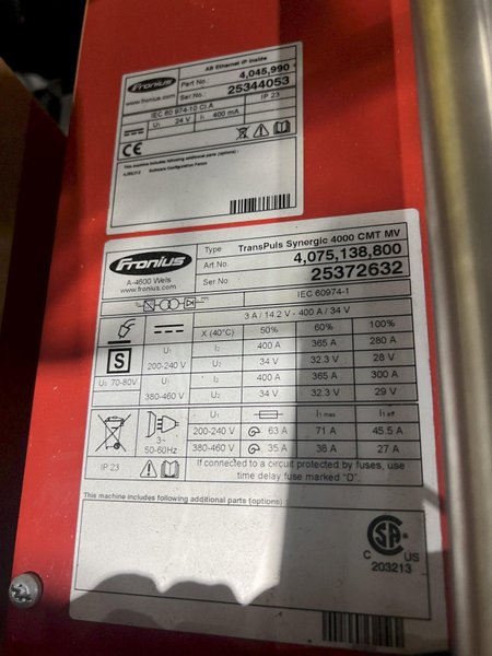 FRONIUS TRANSPULS AUTOMATED WELDING SYSTEM WITH AMET XM CONTROLS, NEW ON SKID: STOCK #23303