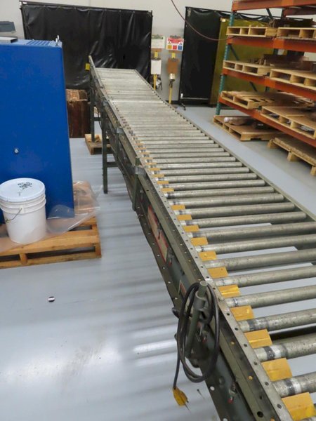 Hytrol 22" x 25' Powered Roller Conveyor System with Foot Pedal, (2) 10' Sections and (1) 5' Section- Auction Item
