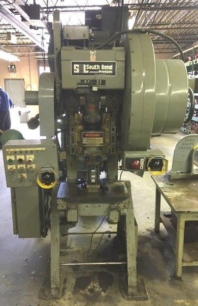 27 Ton South Bend O.B.I. Press 27-FW-AC, 2.5" Str., 9-7/8" S.H., 160 SPM, A.C., 1983