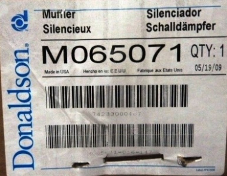 DONALDSON Muffler, No. M065071, New-never used, in box. (24)Available