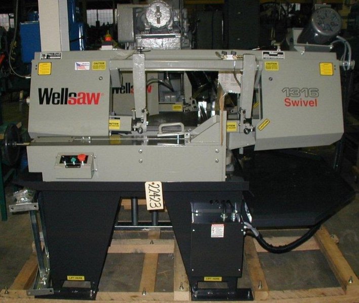 13" x 16" WELLSAW Horizontal Band Saw 1316S-SA, Semi-Automatic, Miter, 70-375 FPM, 1" Blade, Coolant, 3 HP, New