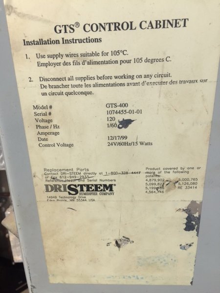 DRI-STEEM GAS-TO-STEAM HUMIDIFIER