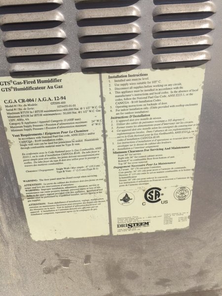 DRI-STEEM GAS-TO-STEAM HUMIDIFIER