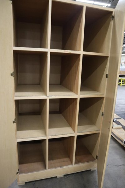 Wood Large 2 Door Multi Slot Cabinets (2pcs) Matched Pair- Auction Item