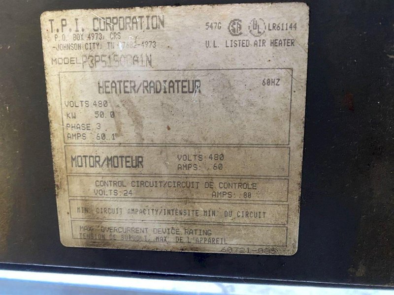 50 KW TPI CORP MODEL #P3P5/50CAIN HEATER: STOCK 13924