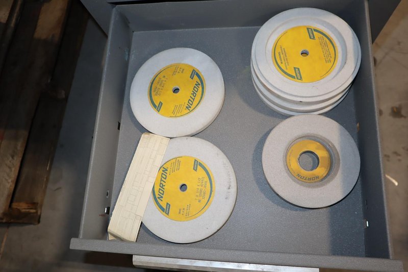 Black Diamond 2C DRILL GRINDER, Assorted Collets &amp; Grinding Wheels, Mounted on Kennedy 5-Drawer Cabinet w/ Dust Shroud- Auction Item