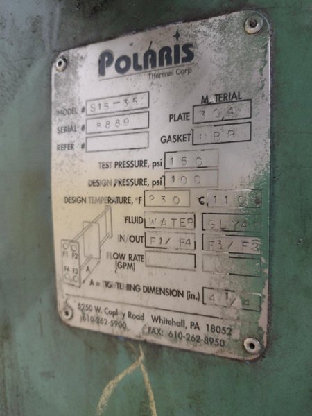 PARKER QUENCH / FILTRATION CONTROLS WITH POLARIS #S15-35 HEAT EXCHANGER:S TOCK #21687