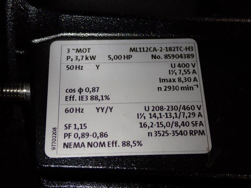 GRUNDFOS 3.7 KW MULTI STAGE PUMP  -  MTR20-5/2 A-WB-A-HQQV
