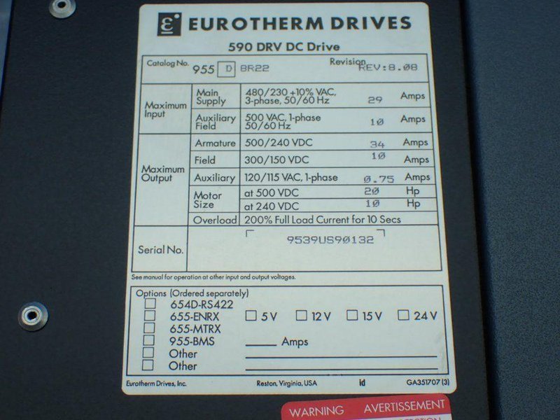 EUROTHERM 20HP 590 DIGITAL SERVO DRIVE  -  955D8R22
