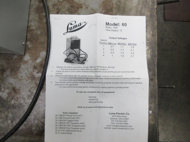 Luma Model 60 1500W Soldering Unit with 12 Heat Stages- Auction Item
