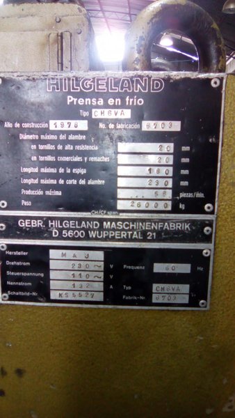 3/4″ Hilgeland CH-6 1D2B Cold Header