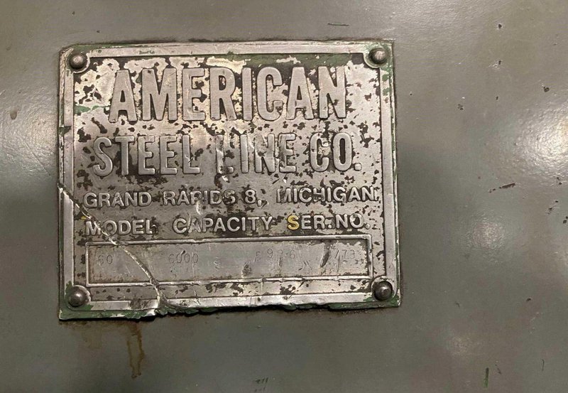 6,000 LB X 32" AMERICAN STEEL LINE COIL FEED LINE. STOCK # 0952623.