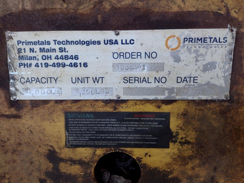 80,000 LB 40 TON SIEMENS MODEL #CF-8 POWERED ADJUSTABLE COIL GRAB LIFTER: STOCK #15087