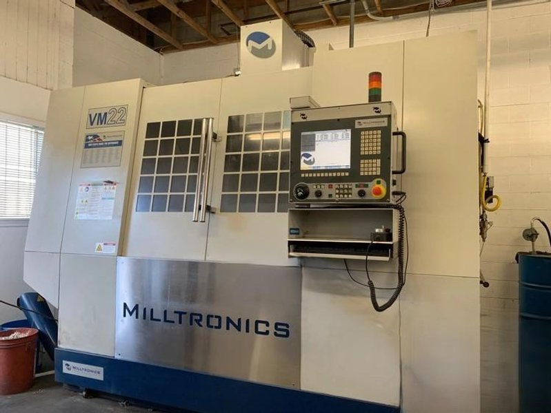 Milltronics VM-22 Vertical Machining Center 2011 with 15000 RPM Spindle
Remote Handjog,  Sidemount ATC, Chip Auger, and Coolant Tank