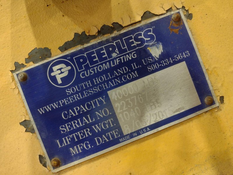 40,000 LBS (20 TON) X 10' PEERLESS CRANE SPREADER BAR LIFTING BEAM: STOCK #22643