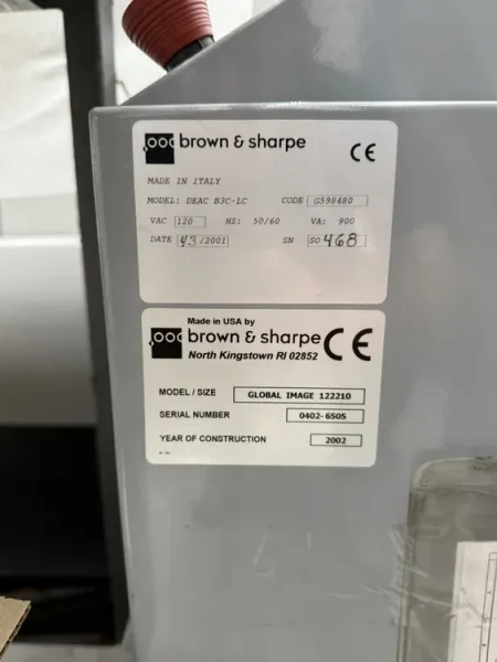 2002 BROWN &amp; SHARPE GLOBAL IMAGE 12.22.10 | Coordinate Measuring Machines