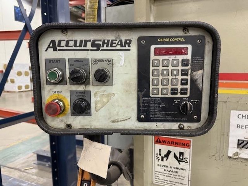 3/8″ X 12′ Accurshear 637512  Hydraulic Shear, Sheet supports, Light Usage, 2014