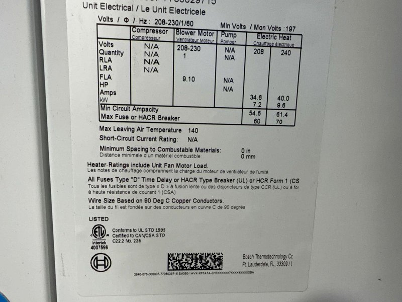 Bosch Water Source Heat Pump - Sm060-1avx-xrtata-chtx