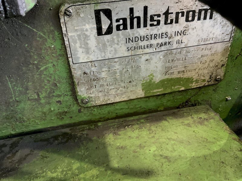 20 TON DAHLSTROM MODEL 20TPS 4 POST CUTOFF PRESS: STOCK #80949