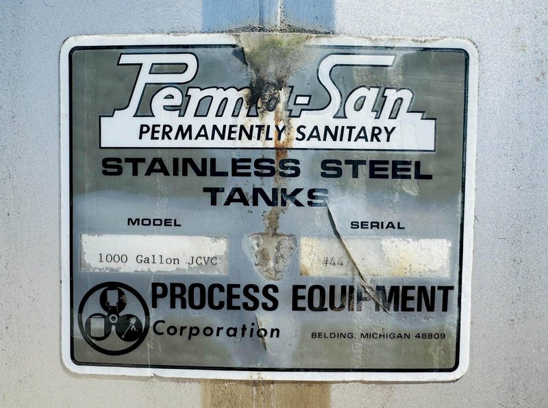 Perma-San 1000 Gallon Jacketed Stainless Steel Storage Tank / Vessel