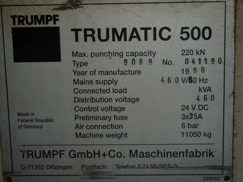 1998 TRUMPF TC-500 | Presses, Pneumatic