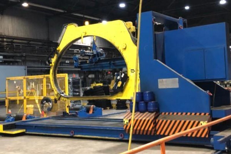 80&quot; OD SAMUEL STRAPPING MEC DAGI 1800 AUTOMATED COIL WRAPPING MACHINE