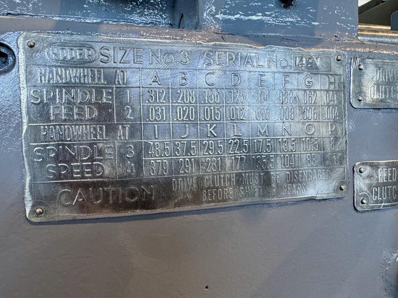 3" YODER NO.3 HORIZONTAL BORING MILL. STOCK # 0545626