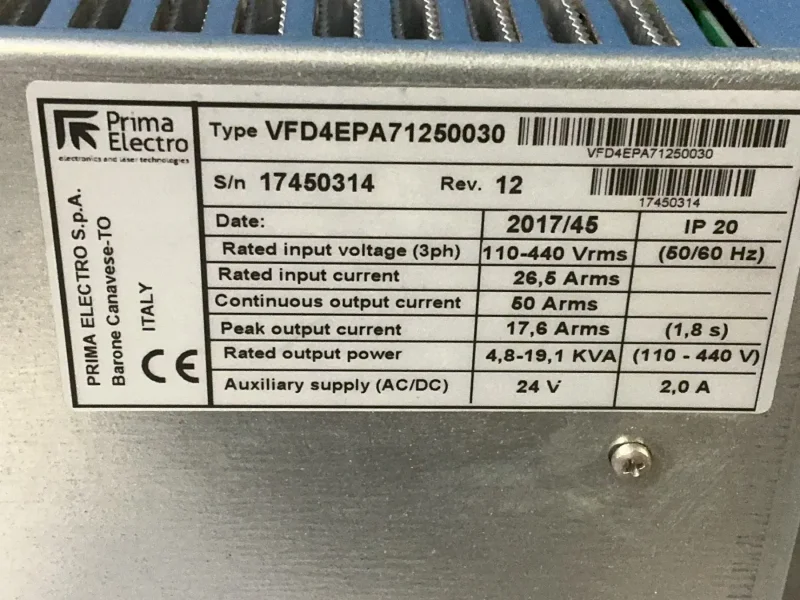 PRIMA ELECTRO SERVO DRIVE  -  VFD4EPA71250030