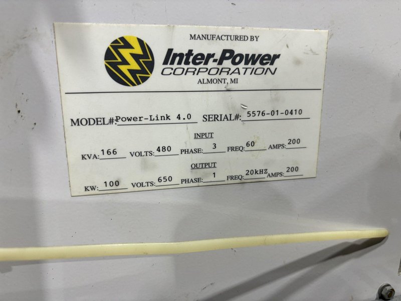 INTERPOWER CORP POWER-LINK INDUCTION HEAT POWER SOURCE: STOCK #21047