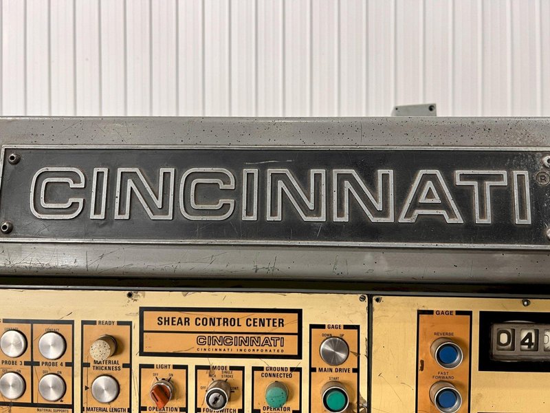 6' X 10 GAUGE CINCINNATI MODEL #135 HYDRAULIC POWER SHEAR WITH BACK GAUGE: STOCK #20791