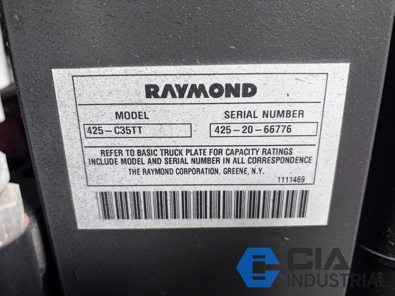 2020 - 3,500 LB. RAYMOND MODEL 425-C35TT STAND-UP ELECTRIC FORKLIFT