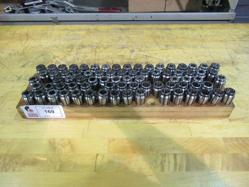 CAT 40 TSD Collet Tool Holders with assorted TSD Flex Collets in Wooden Rack- Auction Item