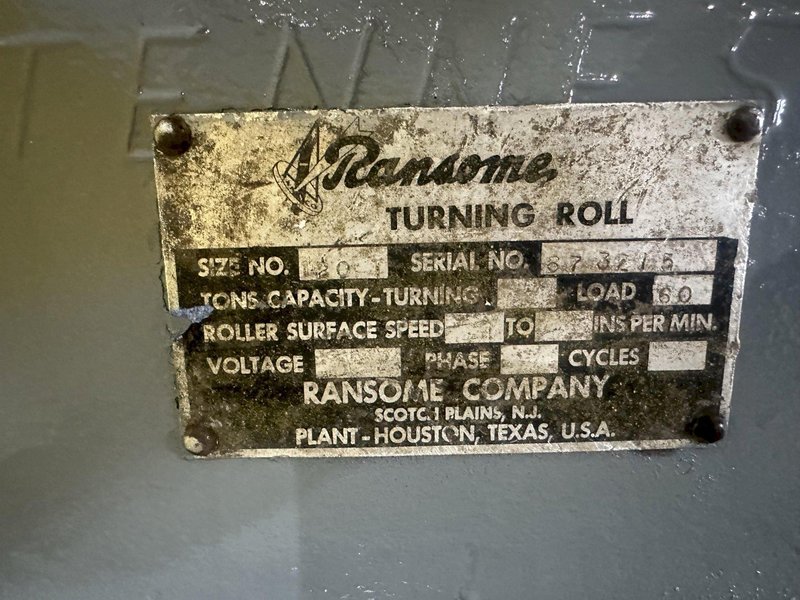 120,000 LB / 60 TON RANSOME PANDJIRIS TANK TURNING ROLLS - POWER &amp; IDLER SET: STOCK 13386