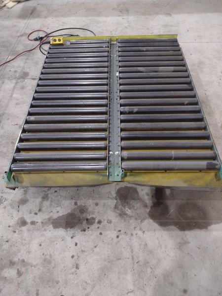 3,500 LBS X 48" X 48" SOUTHWORTH MODEL #LS4-36 HYDRAULIC SCISSOR LIFT TABLE WITH 60X48 ROLLER CONVEYOR TOP, 110 VOLT: STOCK #20924