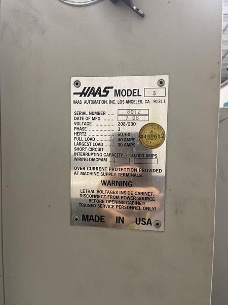HAAS MODEL VF-3 MACHING CENTER: STOCK #20229